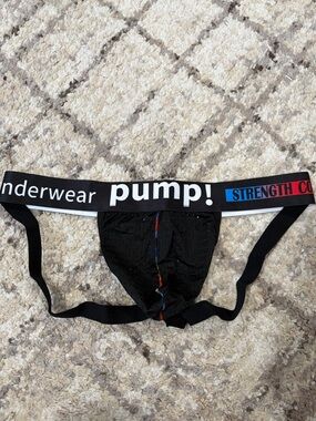 Pride Men's Black Jockstrap with Branded Waistband